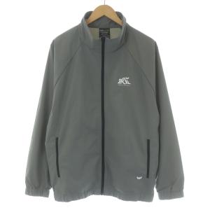 TRACK JACKET ジップアップ ハイネック ロゴ ナイロン L グレー