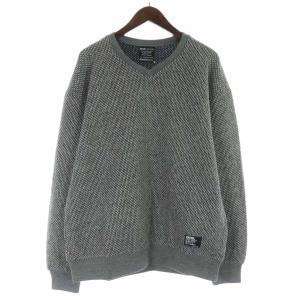 V NECK WOOL SWEAT トレーナー スウェット プルオーバー ウール混 長袖 L グレー