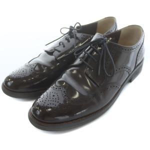 MARGARET HOWELL idea レースアップシューズ ウイングチップ エナメル 24cm バーガンディ ブラウン