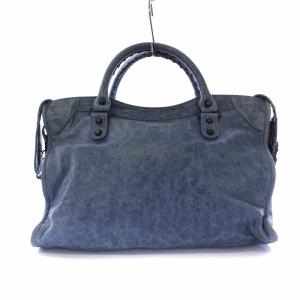 BALENCIAGA 115748 ザ・シティ ハンドバッグ 2WAY レザー 青