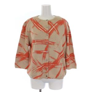 COLLECTION アンサンブル ニット カーディガン 七分袖 半袖 クルーネック 総柄 40