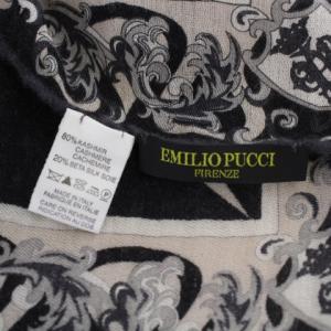 Emilio Pucci ストール マフラー 総柄 カシミヤ シルク イタリア製 ベージュ ブラック