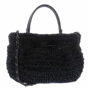 ワイヤーバッグ ハンドバッグ ショルダーバッグ 2way リボン ブラック