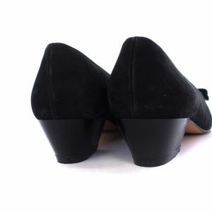 Salvatore Ferragamo ヴァラ パンプス スエード チャンキーヒール 7C 24.5cm ブラック