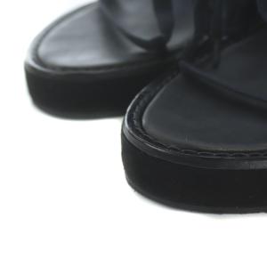 ANN DEMEULEMEESTER レースアップサンダル ウェッジソール アーモンドトゥ スエード 36.5 ブラック ネイビー