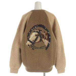 RALPH LAUREN ニットカーディガン ウール ロゴ刺繍 長袖 M ブラウン