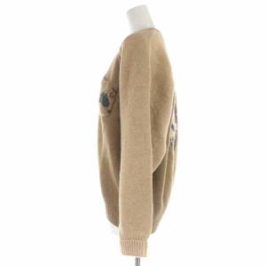 RALPH LAUREN ニットカーディガン ウール ロゴ刺繍 長袖 M ブラウン