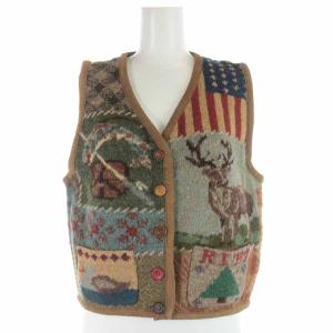 COUNTRY ベスト ジレ 前開き ウール ポケット M ブラウン