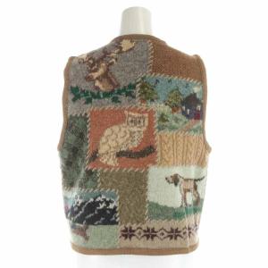 RALPH LAUREN COUNTRY ベスト ジレ 前開き ウール ポケット M ブラウン