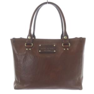 トートバッグ ハンドバッグ ロゴ レザー 茶色 ブラウン