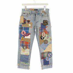 AVERY BOYFRIEND デニムパンツ ジーンズ ワッペン パッチワーク W25 インディゴ タグ付き