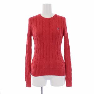 ケーブルニット コットン セーター ニット 長袖 XS レッド タグ付き
