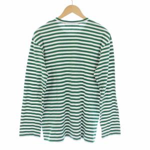 PLAY Comme des Garçons AD2020/2 Tシャツ カットソー 長袖 ハートワッペン ボーダー XL グリーン ホワイト