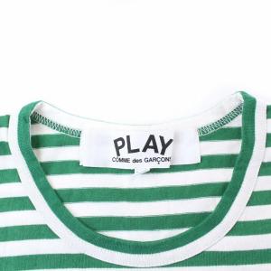 PLAY Comme des Garçons AD2020/2 Tシャツ カットソー 長袖 ハートワッペン ボーダー XL グリーン ホワイト