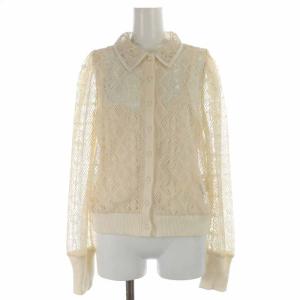 21SS LACE POLO SHIRT カーディガン 総レース ペチコート付き 長袖 アイボリー