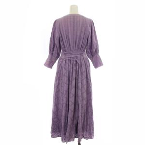 Ameri VINTAGE 19SS MEDI CRUMPLE COTTON LACE DRESS ワンピース フレア ロング マキシ丈 五分袖 メッシュ