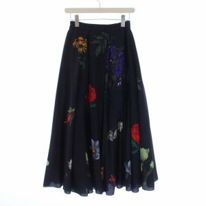 Ameri VINTAGE 19AW AMANDA CIRCULAR SKIRT フレアロングスカート 花柄 S ネイビー