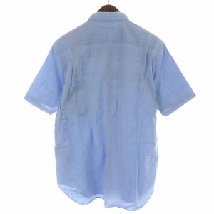 COMME des GARCONS HOMME AD2010 11SS カジュアルシャツ パッチワーク ドッキング チェック 切替 半袖 L ブルー