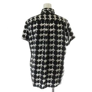 BLACK COMME des GARCONS AD2009 ブラウス シャツ 半袖 総柄 S 黒 ブラック 白 ホワイト