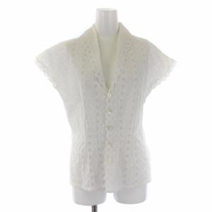 ブラウス シャツ 半袖 レース 刺繍 2 ホワイト