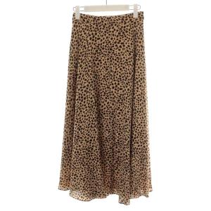 UNITED ARROWS フレアスカート ミモレ ロング レオパード 36 ベージュ ブラウン