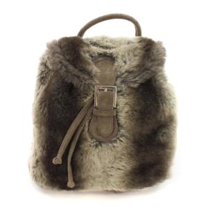リュックサック ミニ ファー スエード グレー