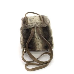 FENDI リュックサック ミニ ファー スエード グレー