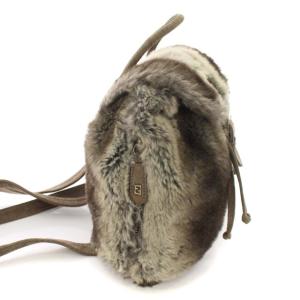 FENDI リュックサック ミニ ファー スエード グレー