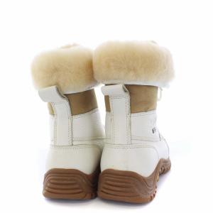 UGG australia ショートブーツ レースアップ レザー ファー ビブラムソール US6 ホワイト
