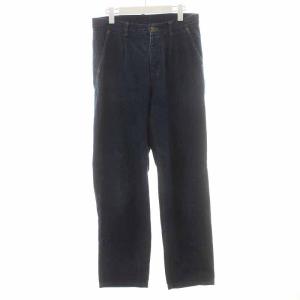コットンリネンデニムタックテーパードパンツ ジーンズ ジップフライ F 紺 ネイビー 01191-1087