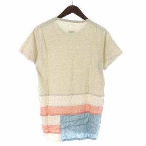 visvim Tシャツ カットソー コットン リネン 麻 切替 総柄 半袖 2 ベージュ