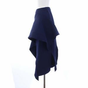 AKIRANAKA 変形 アシンメトリー ニットスカート ロング ウエストゴム 38 ネイビー