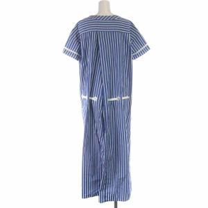 sacai 18SS ロングワンピース コットン ストライプ リボン 半袖 1 ブルー ホワイト