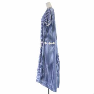 sacai 18SS ロングワンピース コットン ストライプ リボン 半袖 1 ブルー ホワイト