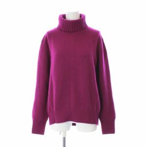 ニット セーター 長袖 タートルネック ウール カシミヤ混 ボルドー