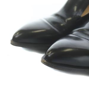 CHANEL ローファー ポインテッドトゥ チャンキーヒール ココマーク レザー ブラック 39C