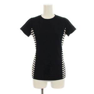 カットソー Tシャツ ボーダー 半袖 クルーネック 丸首 36 S 黒 ブラック