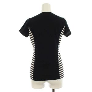 BORDERS at BALCONY カットソー Tシャツ ボーダー 半袖 クルーネック 丸首 36 S 黒 ブラック