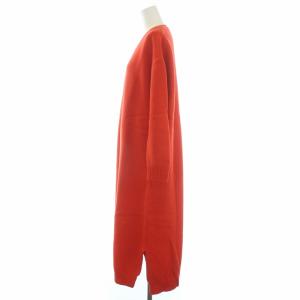 ENFOLD 18AW ワンピース ニット Vネック ロング 長袖 サイドスリット 36 レッド
