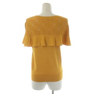 ANAYI 20SS レーヨンナイロンラッフルプルオーバー ニット フリル 半袖 Uネック 38 M 黄色 イエロー