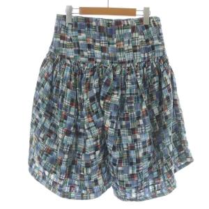 KAPITAL ショートパンツ ワイド スリット パッチワーク ボタンフライ 1 S 青 ブルー 紺 ネイビー マルチカラー