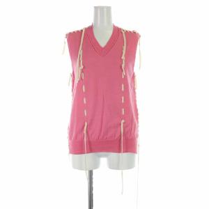 05SS ニットベスト Vネック ウール レースアップ パンクバレリーナ期 ピンク