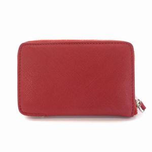 CELINE ミラー付き ポーチ ミニ 小銭入れ ラウンドファスナー レザー レッド