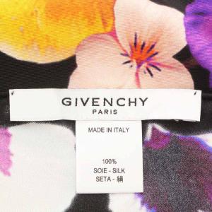GIVENCHY スカーフ パンジー 花柄 絹 シルク 黒 ブラック