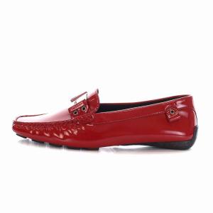 Dior ローファー ドライビングシューズ エナメル ロゴプレート 37 レッド TD1003