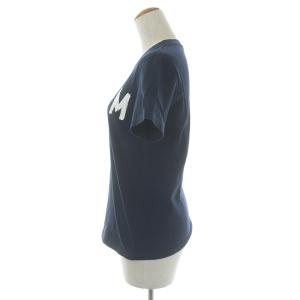MSGM Tシャツ カットソー クルーネック プルオーバー 半袖 ロゴ XS 紺 ネイビー 白 ホワイト 2041MDM60