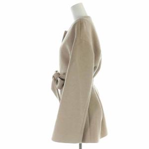 BEAUTY&YOUTH UNITED ARROWS スーパー120フレアスリーブノーカラーベルトコート ウール リボン M ベージュ