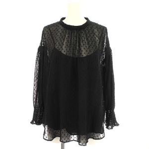 21AW シースルー シャツ シアードット ジャガード プルオーバー パフスリーブ F 黒 ブラック