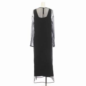Ameri VINTAGE 20SS チュールドッキングドレス シアー ワンピース ロング 長袖 M ブラック