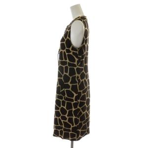 MICHAEL Michael Kors ワンピース ひざ丈 ノースリーブ 総柄 リネン混 麻混 6 M 茶 ブラウン